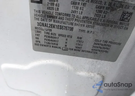 2014 Chevrolet Captiva Sport 2Ls z USA, uszkodzony, nr VIN 3GNAL2EK1ES676708